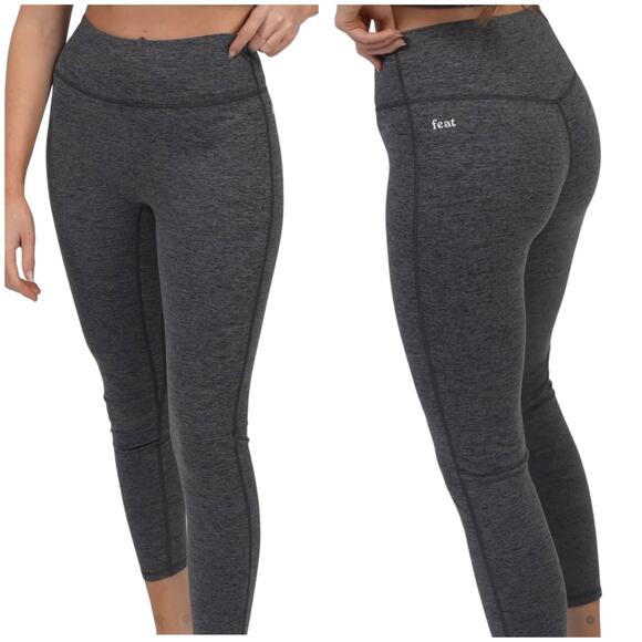 Feat Solace Leggings Heather Charcoal Gray High Rise Large - Picture 1 of 10